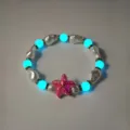 Dromerige lichtgevende zeester armband met blauwe kralen en barokke parels voor het strand - Rozerood Lichtgevende Armband (15#)