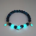 Luminous beaded bracelet with glowing star and teardrop charms shining in the dark - #13 Golden Lake Blue Tiger's Eye Bracelet