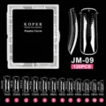 Professional 120pcs clear plastic nail forms set with 12 sizes and detailed measurements. - JM09 / 120 Count