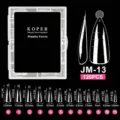 Professional 120pcs transparent nail tips in box with detailed size dimensions for extensions - JM13 / 120 Count