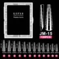Clear coffin nail extension molds with size chart, 120 pieces set - JM15 / 120 Count