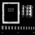 Clear plastic nail form tips set with JM-22 diamond pattern and detailed size measurements - JM22 / 120 Count