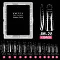 120pcs clear plastic nail forms set JM-28 with detailed size measurements for manicure - JM28 / 120 Count