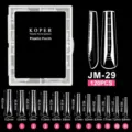 Transparent coffin nail molds set with size dimensions for professional DIY manicure - JM29 / 120 Count