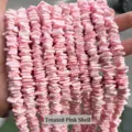Strengen van 6x2mm roze zoetwater schelp spacer kralen voor het maken van sieraden - Vierkante Tussenkraal 8-12mm / Optimized Pink