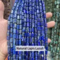 Perles cylindriques en lapis-lazuli bleu profond naturel pour la création de bijoux DIY - 7-10*11mm Environ 27-29 Pièces/Fil / Lapis-lazuli Naturel