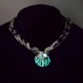 Luminous shell necklace featuring leopard print cord and pearl star inlay for beach holiday - 7 # White k green light necklace