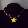 Lichtgevende gele zeester hanger ketting met een stijlvol koord in luipaardprint - Oranje-rood Lichtgevende Halsketting (4#) / Goud