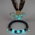 Luminous octopus pendant necklace and beaded star bracelet set for beach vacation - Gold Cyan Glow Necklace Bracelet Set