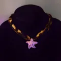 Charmante lichtgevende paarse zeester ketting met een hippe luipaardprint stoffen band - Rozerood Lichtgevende Halsketting (5#)