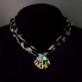 Stylish luminous shell necklace with glowing star and leopard print fabric cord detail - 9 # White k orange red necklace