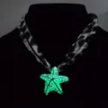 Stijlvolle lichtgevende groene zeester ketting met een modieuze luipaardprint band - Groen Lichtgevende Halsketting (7#)