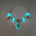 Luminous shell necklace with glow-in-the-dark pearl conch pendant, gold plated beads - Bracelet / Gold Cyan Light