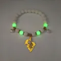 Elegant luminous conch pendant necklace with white beads and glowing green accents - Bracelet / Gold Orange Light