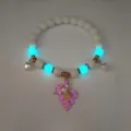 Glowing conch pendant necklace with pink shell and luminous turquoise beads for women - Bracelet / Gold Rose Light