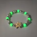 Stijlvolle lichtgevende zeester armband met groene gloeikralen en witte kunstparels - Oranje-rood Lichtgevende Armband (19#)