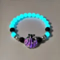 Luminous shell beaded bracelet with glowing blue beads and pearls for beach vacation - 20#白K玫红手串