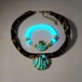 Luminous blue glow shell necklace and bracelet set with leopard print and pearls - 23#金色兰绿光项链手串套装