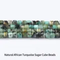 2mm natural African turquoise faceted cube sugar beads for handmade DIY jewelry making - Faceted Sugar Cube (Square Beads) / 2mm (Approx 160 Pcs) / Blue-Green (Natural African Turquoise)