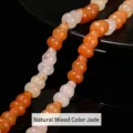 Cuentas de calabaza de jade aventurina natural, mezcla de naranja y blanco para DIY - Jade de Color Mixto Natural / 27 Piezas/Paquete