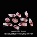 Natürliche Gold-Erdbeer-Quarz Perlen unregelmäßig für DIY-Schmuck, 14,5x3,5mm - Doppelspitz-Säule / 14.5x3.5mm