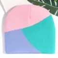 Gorro de punto acrílico en rosa y verde azulado para un estilo invernal moderno - Talla única / Rosa + Azul Claro + Cerceta