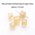 9-11mm natural golden rutilated quartz cube shaped gemstone beads for jewelry making DIY - Natural Gold Rutilated Quartz Cube