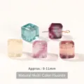 Handmade natural rainbow fluorite crystal square beads for DIY jewelry accessories - 9-11mm / Natural Rainbow Fluorite Faceted Cube