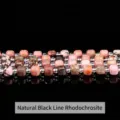 Perles en pierre naturelle de rhodonite carrées pour création bijoux - 6-7mm environ 37 pièces / Rhodonite Naturelle