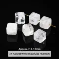 Natural white snowflake phantom quartz 7A grade cube beads for DIY jewelry, 11-12mm size - 11-12mm / 7A Natural White Snowflake Phantom Cube