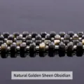 Perles carrées facettées haut de gamme en obsidienne dorée naturelle pour bijoux DIY - 6-7mm environ 37 pièces / Obsidienne dorée naturelle