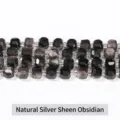 Perles de cube en obsidienne argentée facettée pour bijoux DIY 6mm 8mm - 6-7mm environ 37 pièces / Obsidienne Argentée Naturelle
