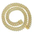 15mm goldene kubanische Gliederkette mit vollem Diamantbesatz im modernen Hip-Hop-Stil - 18cm / Gold