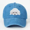 Blaue Denim-Baseballkappe mit süßem Hundedruck, modischer Retro-Look für den Alltag. - Einheitsgröße / Blau