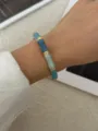 Bracelet jonc en émail vintage avec dégradé bleu et sarcelle et finitions dorées - Bleu Doré