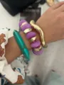 Set di bracciali retrò in resina marmorizzata verde, perline viola e metallo dorato - Set di bracciali / Viola Blu
