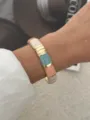 Bracelet vintage élégant en émail doré avec des segments colorés roses et bleus - Mélange Bleu Rose