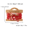 Red Valentine's Day stacked bracelet set with heart pendants and measurements - Style 05 (2025555) / Red Zirconia Set