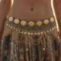 Detailed view of bohemian multi-layer gold coin tassel waist chain for belly dance - Vintage Ethnic Style (687) / Gold