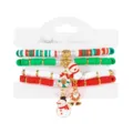 Set di braccialetti natalizi in pasta polimerica con ciondoli Babbo Natale e pupazzo di neve - 4 Pezzi / Stile Ciondolo Pupazzo di Neve (#4)