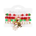 Weihnachtliches Armband-Set aus Polymer-Ton mit festlichen Pinguin- und Schneeflocken-Anhängern - Lebkuchenmann-Stil (#6)
