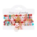 Handgefertigtes Weihnachtsarmband-Set aus Fimo mit Weihnachtsmann- und Rentier-Anhängern - Buchstaben-Zahlen-Set (#7)