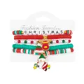 Weihnachtsarmband-Set mit Heishi-Perlen und Anhängern von Weihnachtsmann und Rentier - CHRISTMAS Buchstaben-Stil (#8)