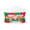 Festliches Weihnachts-Perlenarmband-Set mit Weihnachtsmann-Anhänger und bunten Buchstaben - Gold Rot Weihnachtsmann-Stil (#11)