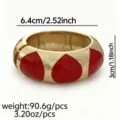 Bracciale rigido vintage in smalto rosso con finitura dorata e misure precise - Oro Rosa Rosso