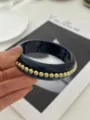 Bracciale rigido vintage in smalto blu navy con perle dorate incastonate - Perle Oro Blu