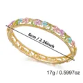 Vintage gold-plated enamel flower bangle with hollow vine design and crystal accents. - Hollow Vine Floral Bangle (BR26Y0318-2) / Inner Diameter 6cm