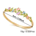 Vintage gold-plated enamel floral vine bangle bracelet with a 6cm inner diameter - Enamel Floral Bangle (BR26Y0319-1) / Inner Diameter 6cm