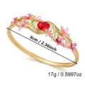 Vintage gold enamel flower bangle with red crystal stone and size marking - 6cm - Enamel Floral Bangle (BR26Y0319-3)