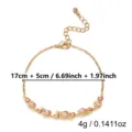 Vintage enamel floral bracelet, 17+5cm adjustable length gold finish, 4g lightweight jewelry - Enamel Rose Bangle (BR26Y0320-2)